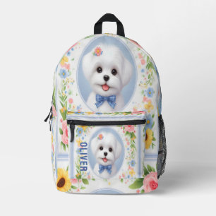 Gepersonaliseerde naam Maltese puppy, Maltese sere Bedrukte Rugzak