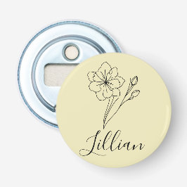 Gepersonaliseerde naam March jonquil Geboortebloem Button Flesopener