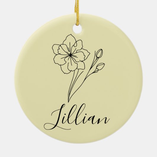 Gepersonaliseerde naam March jonquil Geboortebloem Keramisch Ornament (Achterkant)