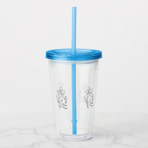 Gepersonaliseerde naam March narcis Geboorte Bloem Acryl Drinkbeker