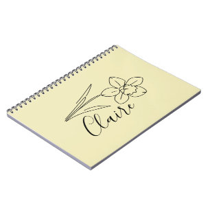 Gepersonaliseerde naam March narcis Geboorte Bloem Notitieboek
