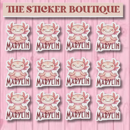 Gepersonaliseerde naam Mediteren Axolotl Sticker P