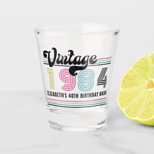 Gepersonaliseerde naam met elke leeftijd Verjaard Shot Glas (Voorkant)