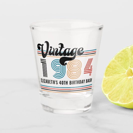 Gepersonaliseerde naam met elke leeftijd Verjaard Shot Glas (Voorkant)