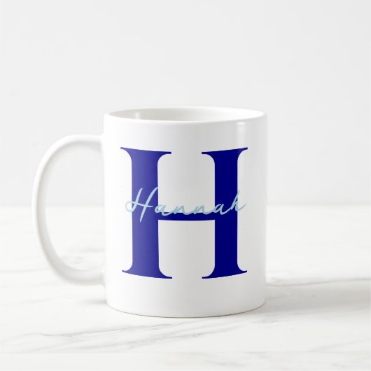Gepersonaliseerde naam met Initiaal cadeau voor he Koffiemok (Links)