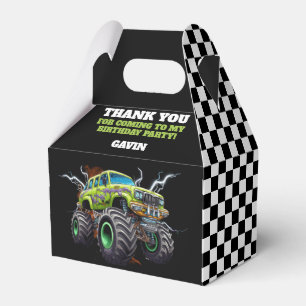 Gepersonaliseerde naam met Retro Monster Truck Bedankdoosjes