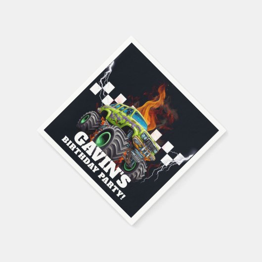 Gepersonaliseerde naam met Retro Monster Truck Servet (Hoek)