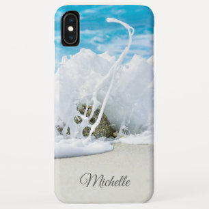 Gepersonaliseerde naam met strandgolf iPhone XS max hoesje