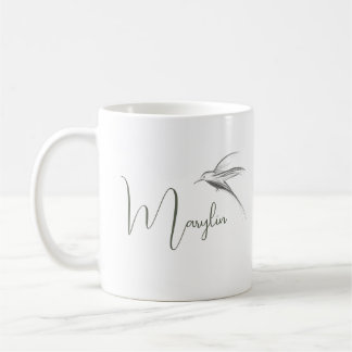 Gepersonaliseerde naam Minimal Bird design Koffiemok
