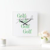 Gepersonaliseerde naam Minimal Golf Typography Vierkante Klok (Huis)