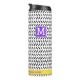 Gepersonaliseerde naam Modern Black & White Whimsi Thermosbeker