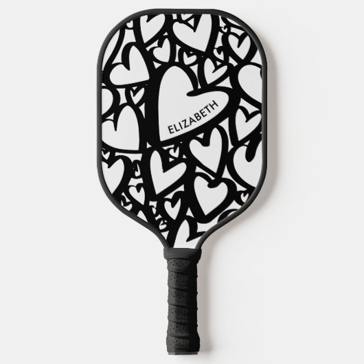 Gepersonaliseerde naam Modern hartpatroon Pickleball Paddle (Voorkant)