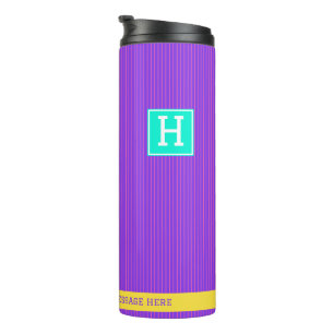 Gepersonaliseerde naam Modern Paarse & Blauwgroen Thermosbeker