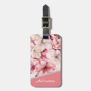 Gepersonaliseerde naam Modern Sakura Blossom Roze Bagagelabel