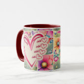 Gepersonaliseerde naam Moeder Kinder bloemen overa Mok (Voorkant links)