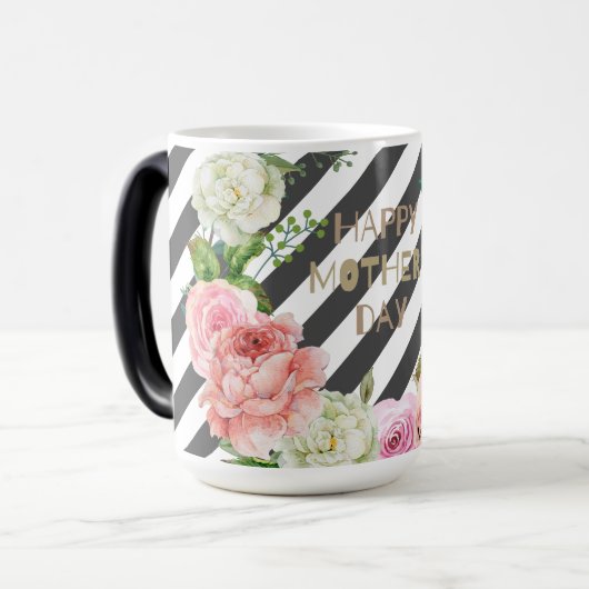 Gepersonaliseerde naam Moederdag Floral Custom gif Magische Mok (Voorkant links)