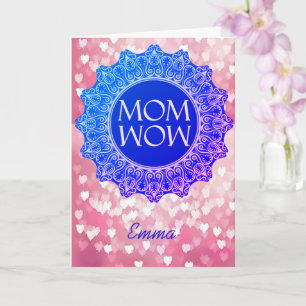 Gepersonaliseerde Naam MOM WOW Esthetisch Wenskaar Kaart