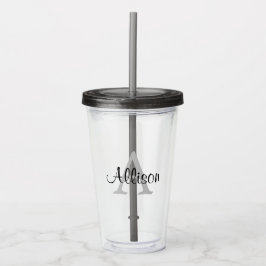 Gepersonaliseerde naam Monogram Black White Acryl Drinkbeker
