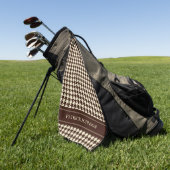 Gepersonaliseerde naam Monogram Brown Houndstooth Golfhanddoek (Groen)