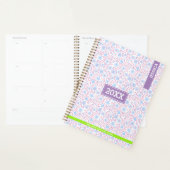 Gepersonaliseerde naam & Monogram Paarse Bloemen Planner (Display)