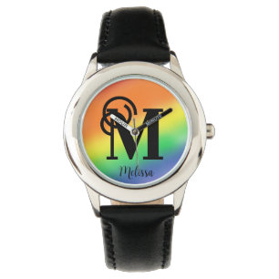 Gepersonaliseerde naam Monogram Rainbow Horloge