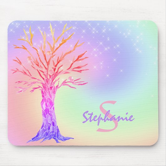 Gepersonaliseerde naam Monogram Rainbow-Muismat Muismat (Voorkant)