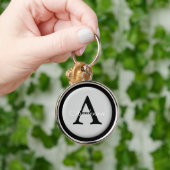 Gepersonaliseerde naam Monogram Silver Metallic Bu Sleutelhanger (Hand)