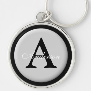 Gepersonaliseerde naam Monogram Silver Metallic Bu Sleutelhanger