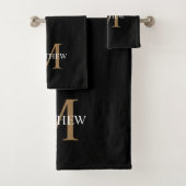 Gepersonaliseerde naam Monogram zwart Bad Handdoek (Insitu)