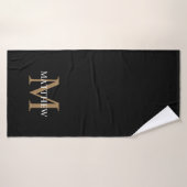Gepersonaliseerde naam Monogram zwart Badhanddoek (Badhanddoek)