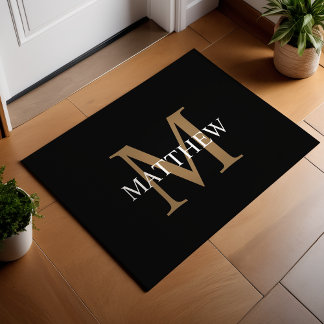 Gepersonaliseerde naam Monogram zwart Deurmat
