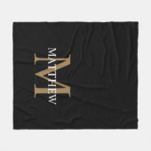 Gepersonaliseerde naam Monogram zwart Fleece Deken (Voorkant (Horizontaal))