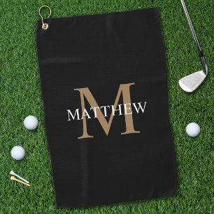 Gepersonaliseerde naam Monogram zwart Golfhanddoek
