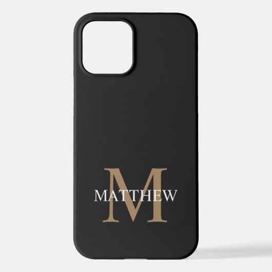 Gepersonaliseerde naam Monogram zwart iPhone Hoesje (Achterkant)