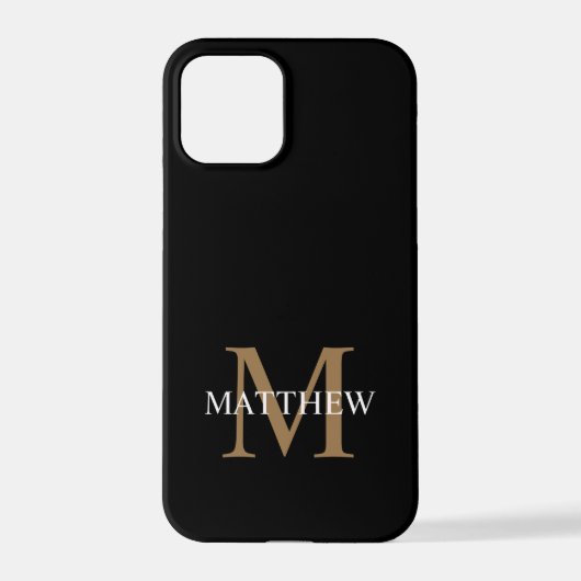 Gepersonaliseerde naam Monogram zwart iPhone Hoesje (Achterkant)