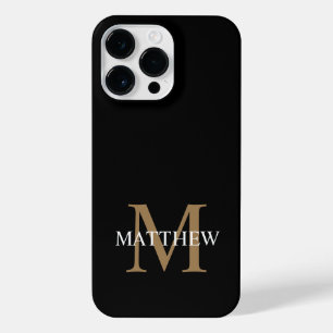 Gepersonaliseerde naam Monogram zwart iPhone 14 Pro Max Hoesje