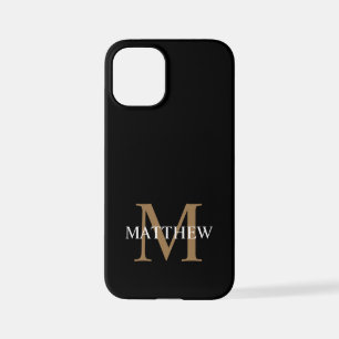 Gepersonaliseerde naam Monogram zwart iPhone 12 Mini Hoesje