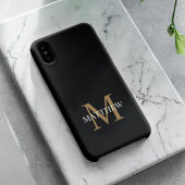 Gepersonaliseerde naam Monogram zwart iPhone Hoesje