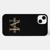 Gepersonaliseerde naam Monogram zwart iPhone Hoesje (Achterkant horizontaal)