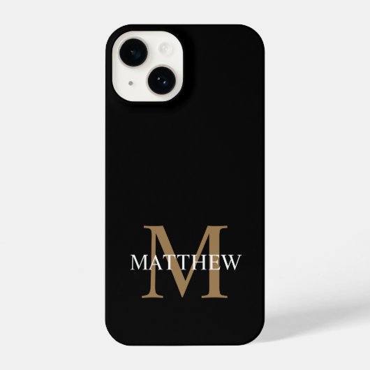 Gepersonaliseerde naam Monogram zwart iPhone Hoesje (Achterkant)