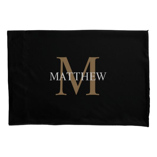 Gepersonaliseerde naam Monogram zwart Kussensloop (Voorkant)