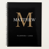 Gepersonaliseerde naam Monogram zwart Planner (Voorkant)