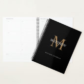 Gepersonaliseerde naam Monogram zwart Planner (Display)