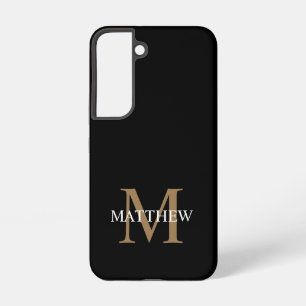 Gepersonaliseerde naam Monogram zwart Samsung Galaxy Hoesje