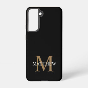 Gepersonaliseerde naam Monogram zwart Samsung Galaxy Hoesje