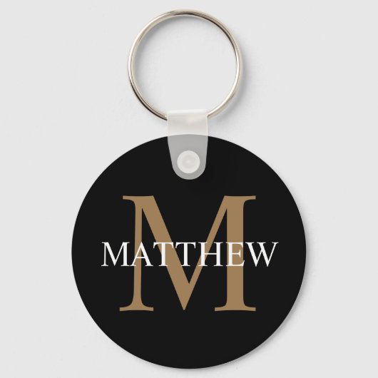 Gepersonaliseerde naam Monogram zwart Sleutelhanger (Achterkant)