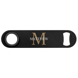Gepersonaliseerde naam Monogram zwart Speed Flessenopener