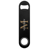Gepersonaliseerde naam Monogram zwart Speed Flessenopener (Voorkant)