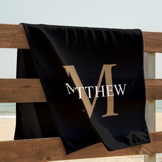 Gepersonaliseerde naam Monogram zwart Strandlaken