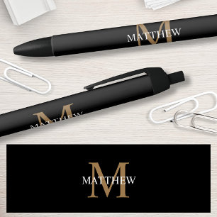 Gepersonaliseerde naam Monogram zwart Zwarte Inkt Pen